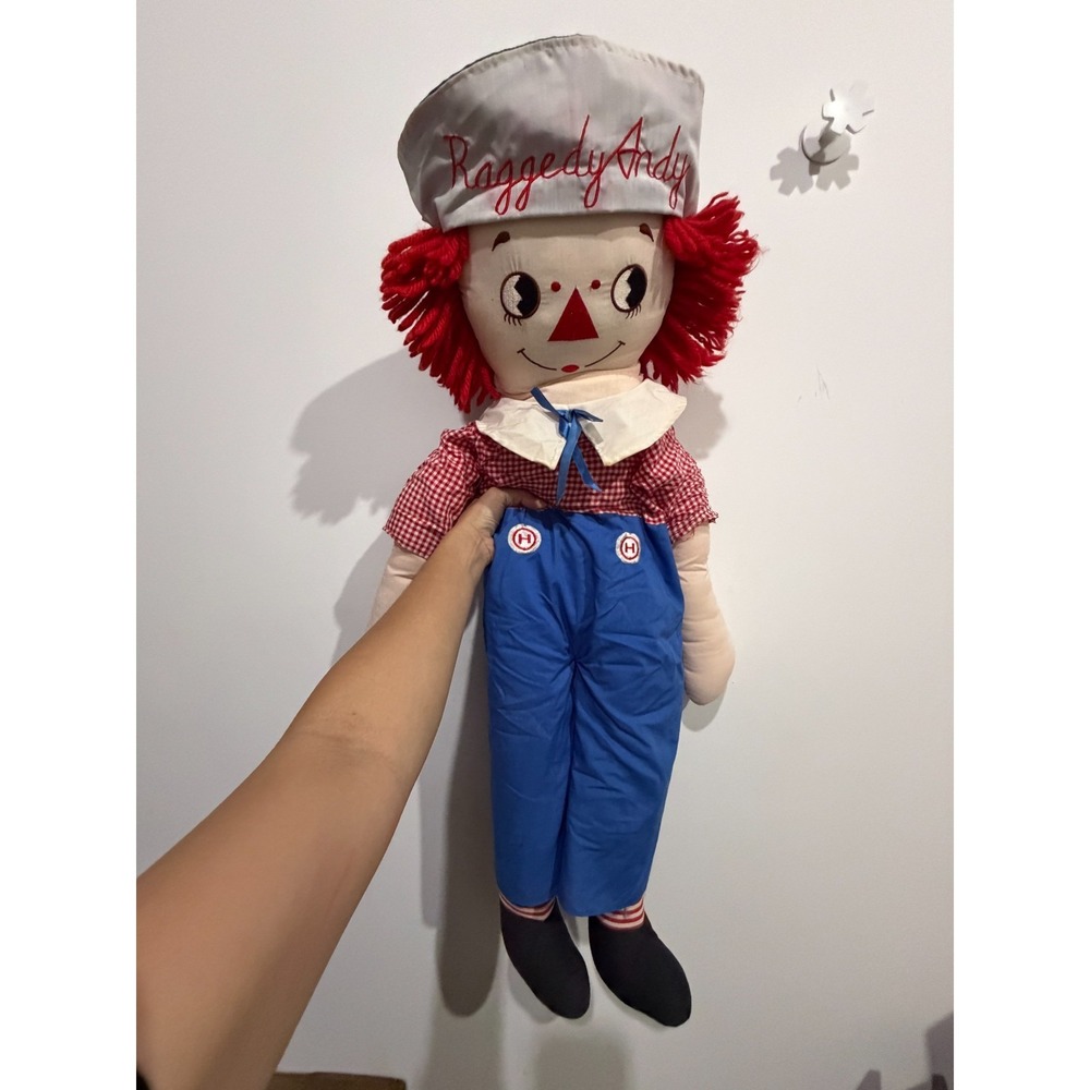 32 Inch - Applause Raggedy Andy Large Plush Cloth Doll Red Blue Vintage AS IS